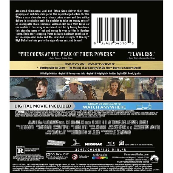 No Country For Old Men (Blu-ray + Digital HD Ultraviolet) Action & Adventure - Picture 3 of 3